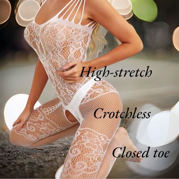 Red Hot 🔥 1-piece Mesh Bodysuit l White Blue Red Black l High-stretch l New - Picture 6 of 9